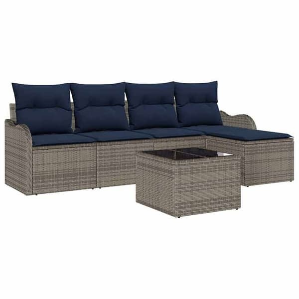 Trädgårdsmöbler - EXKLUSIVT HUS - Rektangulär - Poly rattan grå - Modulär - UV-beständig Grå