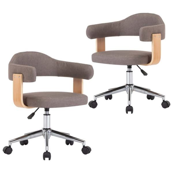 Maison Exclusive - Snurrande matstolar set om 2 taupe böjd trä och tyg Mol