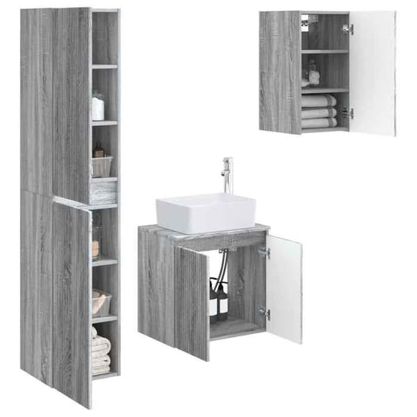 Maison Exclusive - 3-delars badrumsinredning Sonoma grå