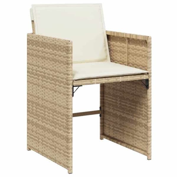 Maison Exclusive - Trädgårdsset med matbord och kuddar 9 delar beige Poly rotting