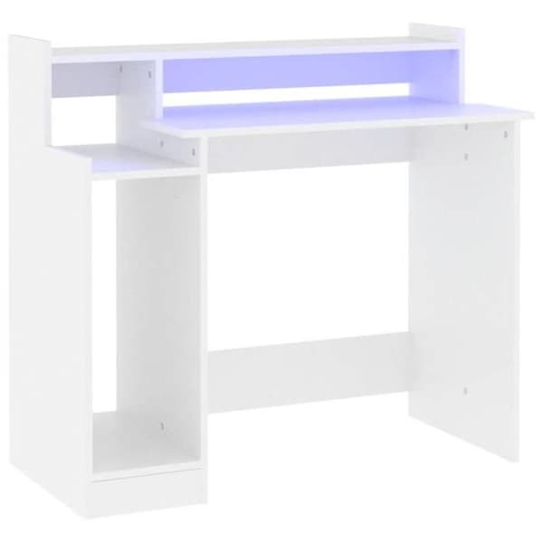 Kontor - EKSKLUSIV HUS - 97x45x90 cm - Hvid - Indbyggede LED - Ingeniørtræ Vit