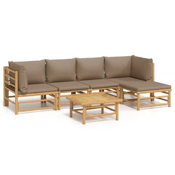 Maison Exclusive - Trädgårdsmöbler 6 delar med taupe kuddar i bambu