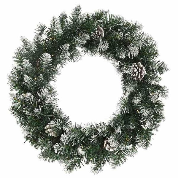 Maison Exclusive - Julkrans med LED-lampor Grön 60 cm PVC