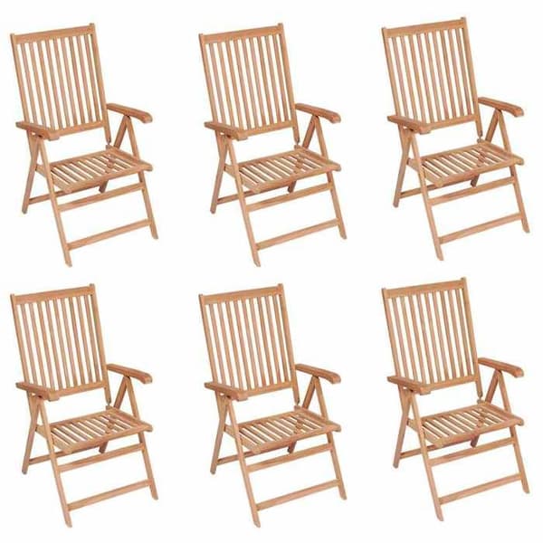 Maison Exclusive - Fällbara lutande fåtöljer, 6 delar, i massivt teak