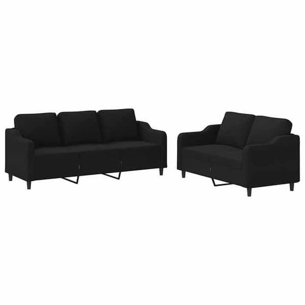 Maison Exclusive - Sæt af 2 sofaer med puder Sort Stof