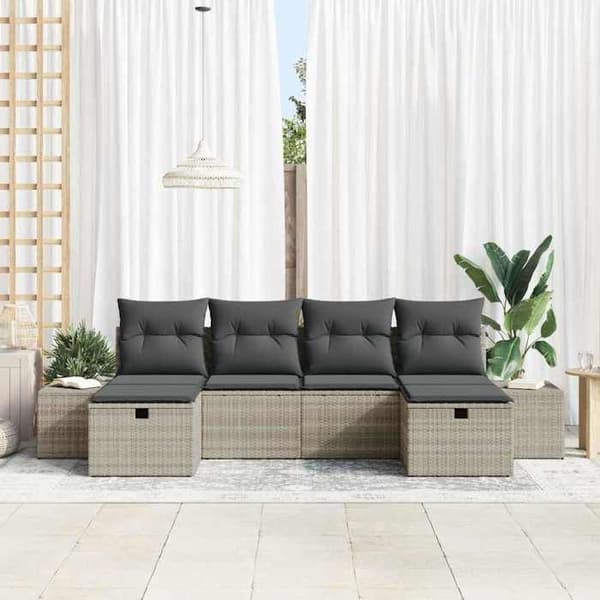 Maison Exclusive - Sæt af 6 pc have-sofa i lys grå polyrotin
