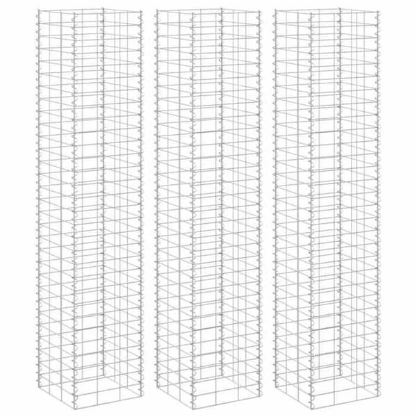 Maison Exclusive - Högsängar i gabion 3 st 30x30x150 cm Järn silver-