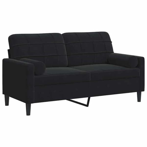 Maison Exclusive - Soffa 2 platser med svarta dekorativa kuddar 140 cm sammet