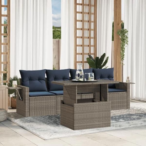 Havemøbel sæt - MAISON EXCLUSIVE - 5 dele - Grå - PE Rattan - Tykkede puder Grå