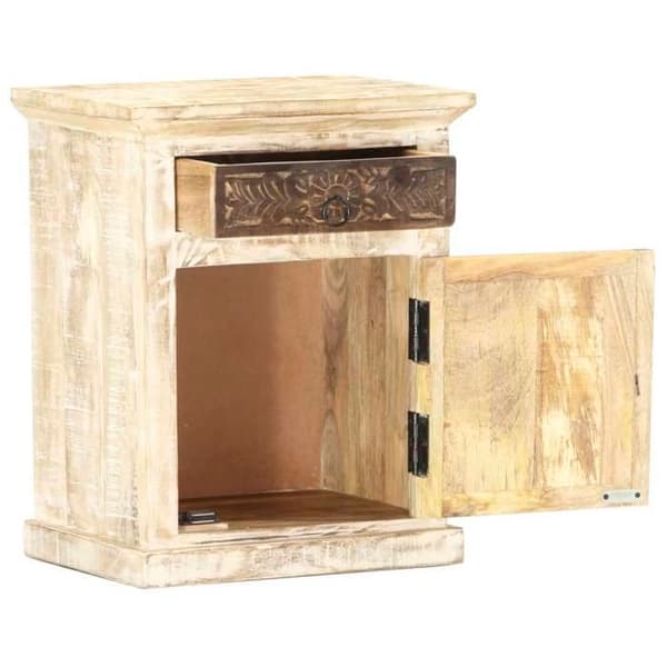 Maison Exclusive - Sengebord Hvid 40 x 30 x 50 cm Massivt mango træ Vit