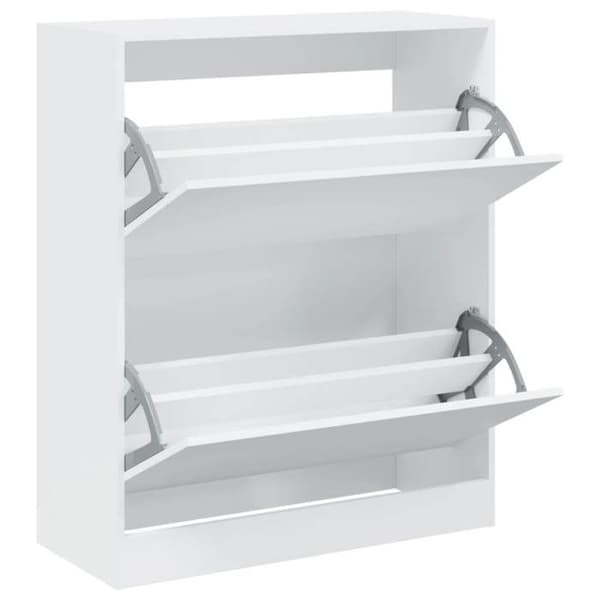 Skoark - EKSKLUSIV HUS - 80x34x96,5 cm - Ingeniørtræ - Hvid - 2 klaplåger Vit