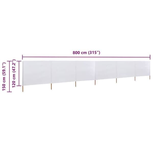 Maison Exclusive - Skärm 6 paneler Tyg 800 x 120 cm Vit sand