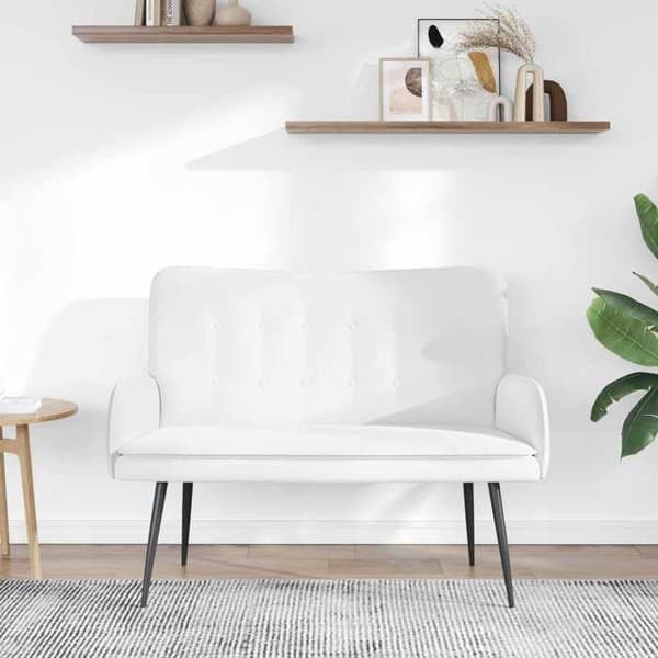 Maison Exclusive - Soffa 2 platser Vit 115 x 61 x 87 cm Tyg