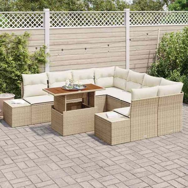 Maison Exclusive - 9 osan puutarhakalustesarja Beige ja kerma
