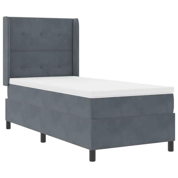 Sängram med madrass - MAISON EXCLUSIVE - Maison Exclusive - Mörkgrå sammet - 90x190 cm - USB LED-remsor Mörkgrå