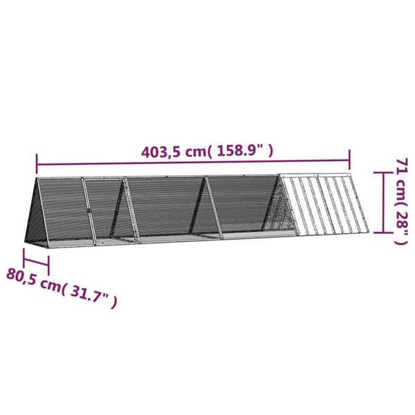 Maison Exclusive - Bur til kanin Grå 403,5x80,5x71 cm Galvaniseret stål Grå