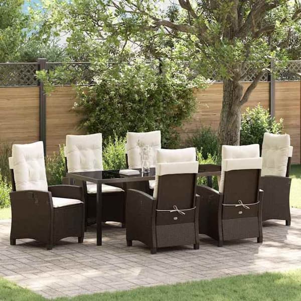 Maison Exclusive - 7 pc spisebordssæt til haven i brun polyrotin brun