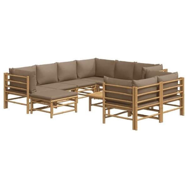 Maison Exclusive - 10 osan puutarhakalustesarja taupe-värisillä tyynyillä bambusta