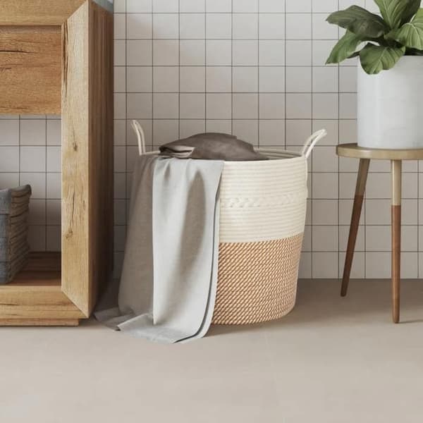 Maison Exclusive - Förvaringskorg brun och vit Ø43x38 cm bomull Brunt och vitt