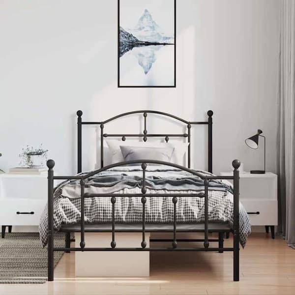 Maison Exclusive - Metal sengestel uden madras og sort sengegavl 100x200 cm