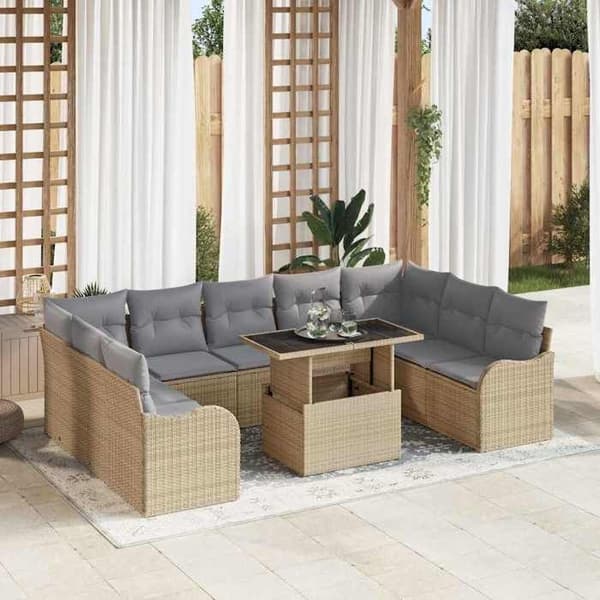 Modulært havemøbel - EKSKLUSIV HUS - Modulær - 10 dele - 9 pladser - Beige beige