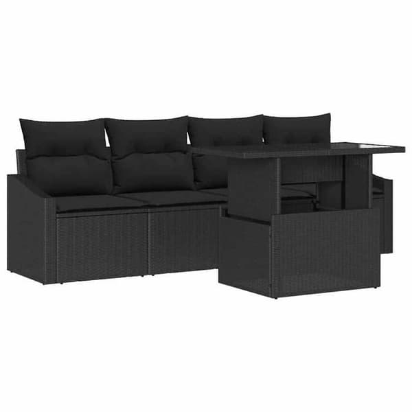 Havemøbel - EKSKLUSIVT HUS - Modulær - Sort - Poly rattan - 5 dele Svart