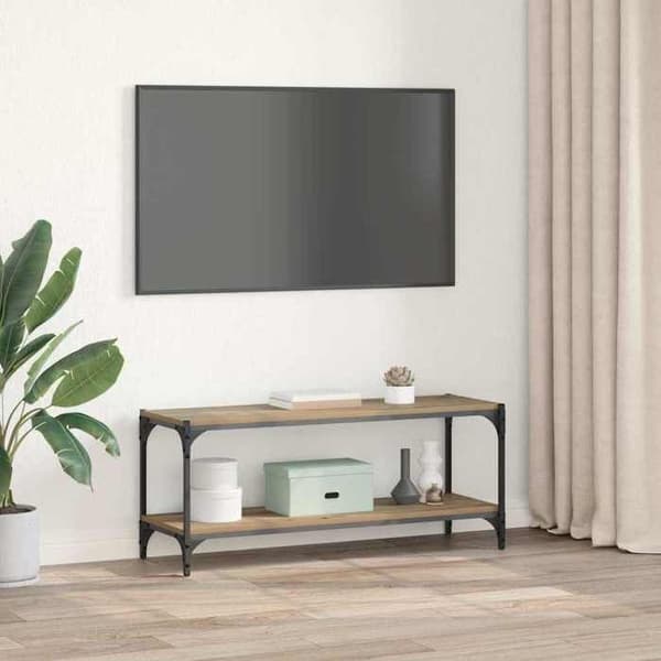TV-møbel - MAISON EXCLUSIVE - 100x33x41 cm - Ingeniørtræ & jern - 2 niveauer - Rustik stil Ej specificerat