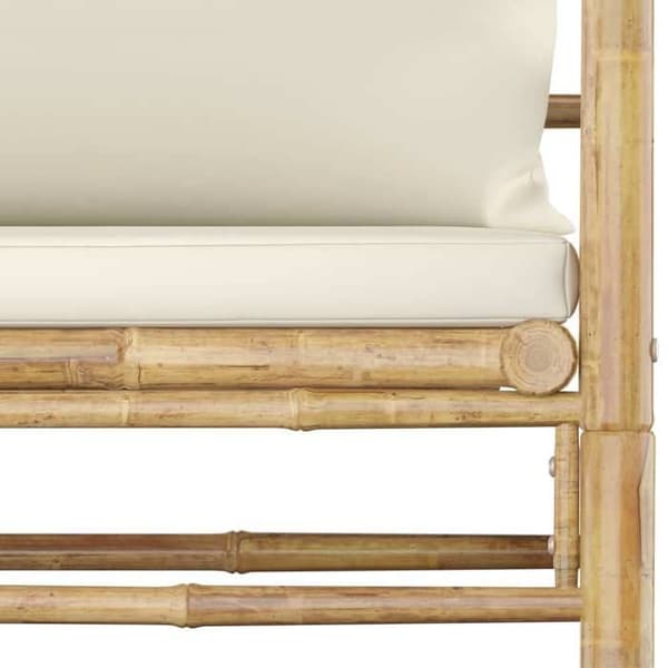 Maison Exclusive - Trädgårdsmöbler 5 delar med kuddar i krämvitt bambu