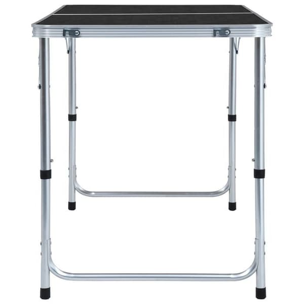 Campingbord - EKSKLUSIV HUS - 120x60 cm - Sammenklappelig - Højder 55/62/70 cm - Grå MDF-plade Aluminiumgrå