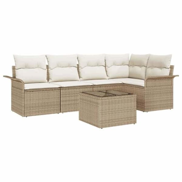Maison Exclusive - 6-delars trädgårdsoff-set Beige polyrotting