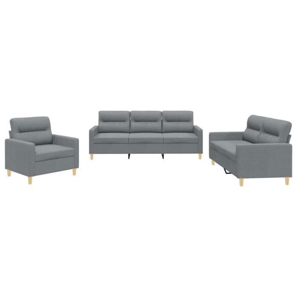 Maison Exclusive - Sæt af 3 sofaer med puder Lys grå Stof