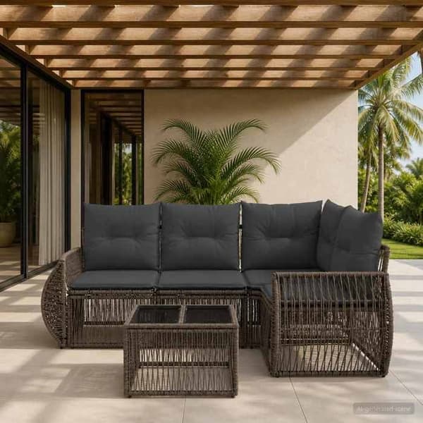 Havemøbel sæt - MAISON EXCLUSIVE - 5 dele - Grå/mørkegrå - Holdbar poly rattan - Forstærket stålramme Grå och mörkgrå