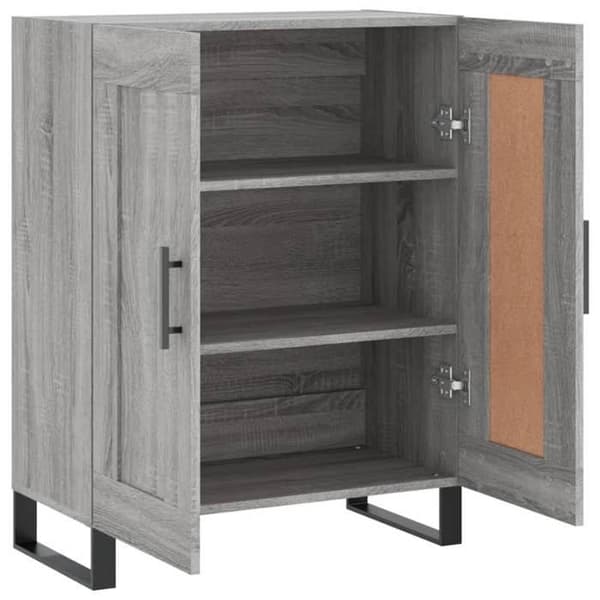 Buffé - EXKLUSIVT HUS - Sonoma grå 69,5x34x90 cm - Ingenjörsträ - Stort kapacitet - Väggmontering ingår Sonoma grå