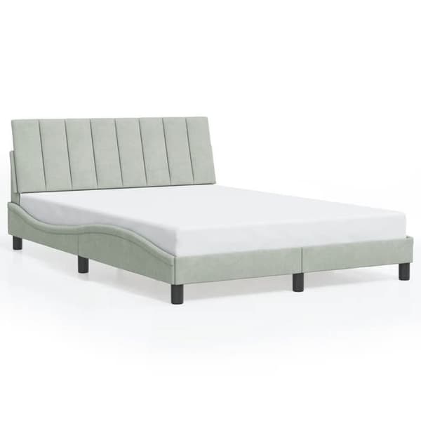 Sengestel - EKSKLUSIV HUS - Hanko - 120x200 cm - Lys grå velour - Indbygget LED ljusgrått