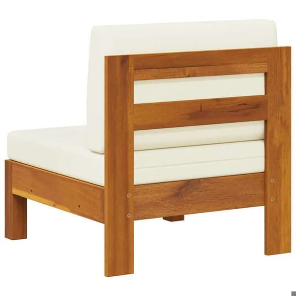 Maison Exclusive - Central soffa med kuddar i krämvitt, solid akaciaträ