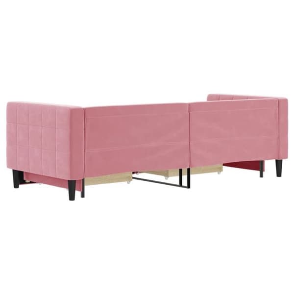Sofa - EKSKLUSIV HUS - Sofa med udtræk - 80x200 cm - Rosa velour - Med skuffer Ros