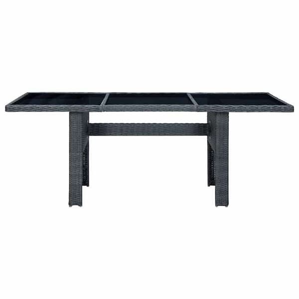 Maison Exclusive - Trädgårdsbord Mörkgrå Flätad resin och härdat glas