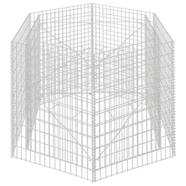 Maison Exclusive - Hexagonal gabion hævet seng 160x140x100 cm silver-