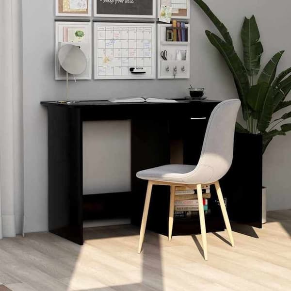 Maison Exclusive - Bureau Noir 100x50x76 cm Ingeniørtræ