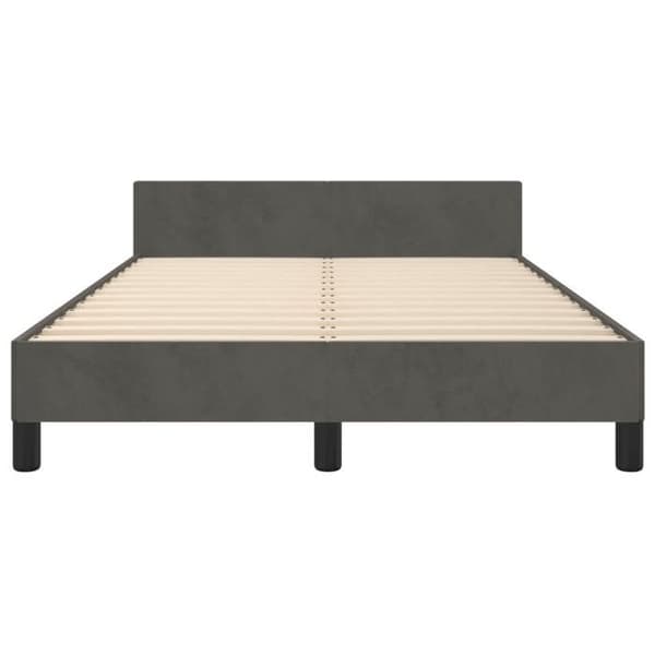Sengestel - EKSKLUSIV HUS - 120x190 cm - Mørkegrå velour - Polstret hovedgærde - Lamelseng Mörkgrå