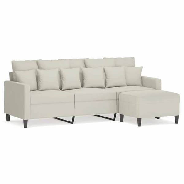 Maison Exclusive - 3-sitssoffa med fotpall Creme 180 cm Sammet Grädde