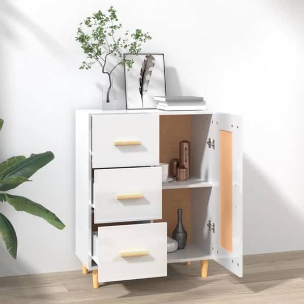 Maison Exclusive - Buffé Vit glänsande 69,5x34x90 cm Ingenjörsträ