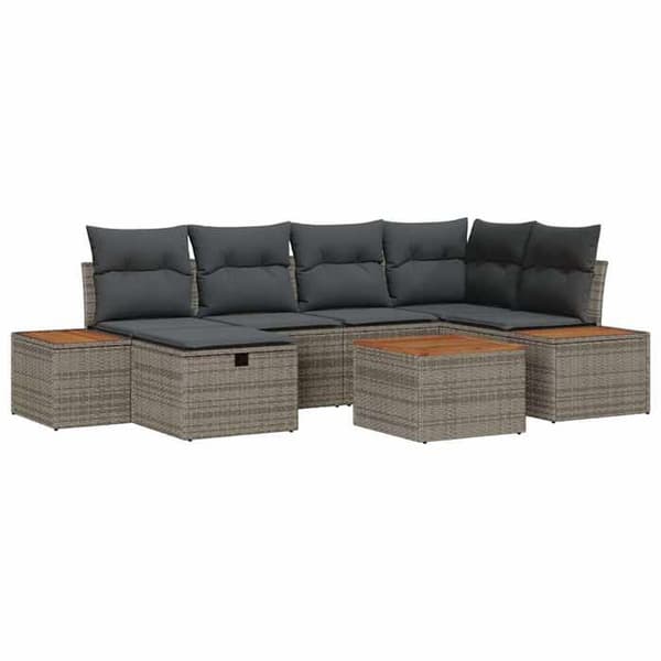 Lounge-soffor - MAISON EXCLUSIVE - Trädgårdsoffenset 7 delar - Grå - Poly Rattan - Modulär Grå polyrotin