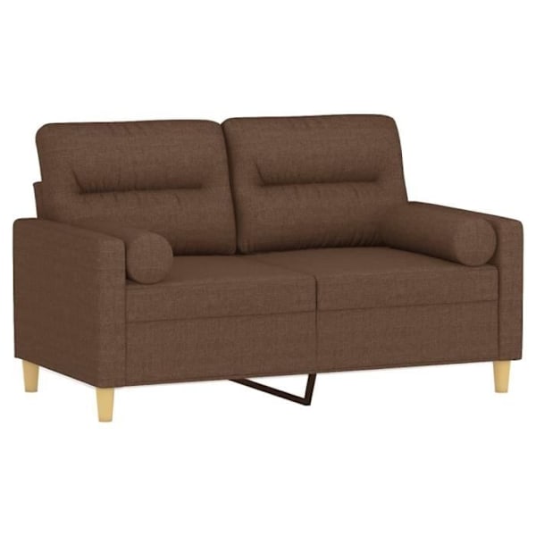 2-personers sofa med pyntepuder brun 120 cm stof80 [cm] Brun