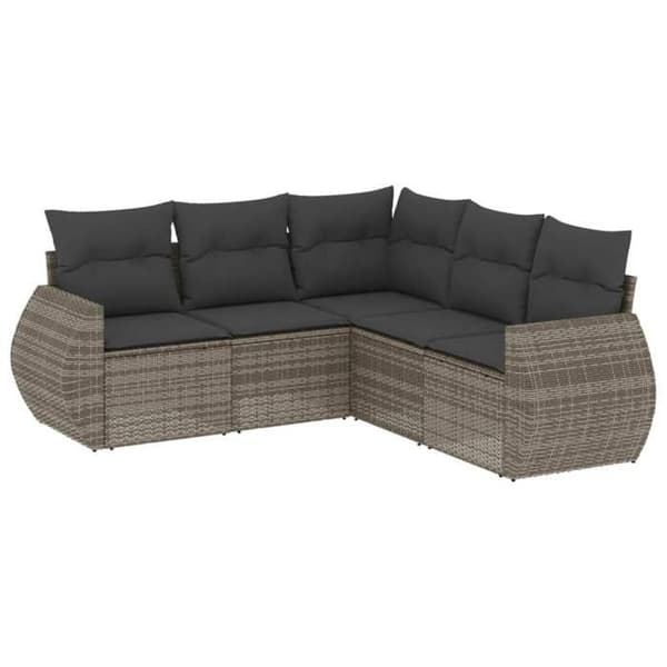 Maison Exclusive - Trädgårdsmöbler 5 delar med grå kuddar i flätad resin Grå