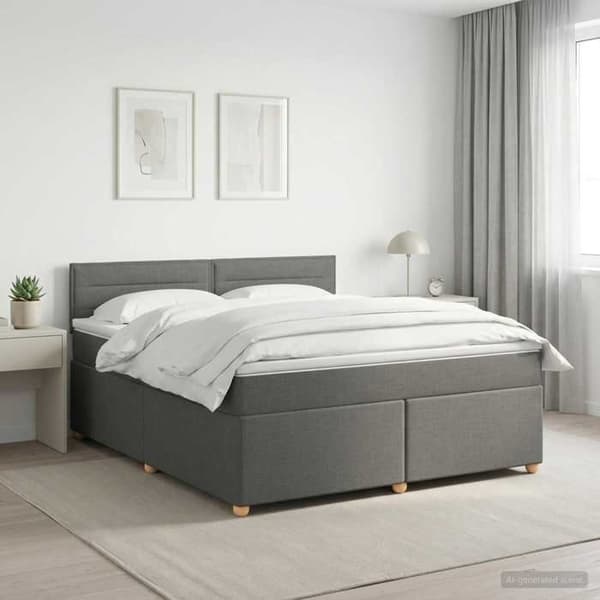 Maison Exclusive - Boxspring säng med madrass Mörkgrå 160 x 200 cm Tyg Mörkgrå