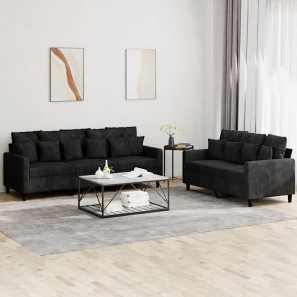 2 stk sofasæt med hynder Black Velvet80 [cm] Svart