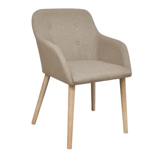 Spisestole - Sæt af 4 Maison Exclusive - Beige stof - Armlæn - Massiv egetræsfødder beige