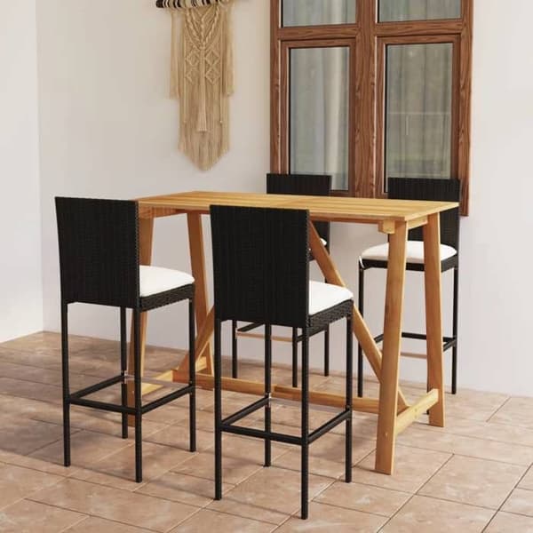 Maison Exclusive - Trädgårdsbarset med kuddar 5 delar Svart