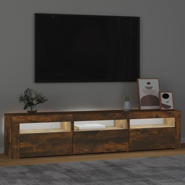 Maison Exclusive - TV-møbel med LED-lys Røget eg 180x35x40 cm